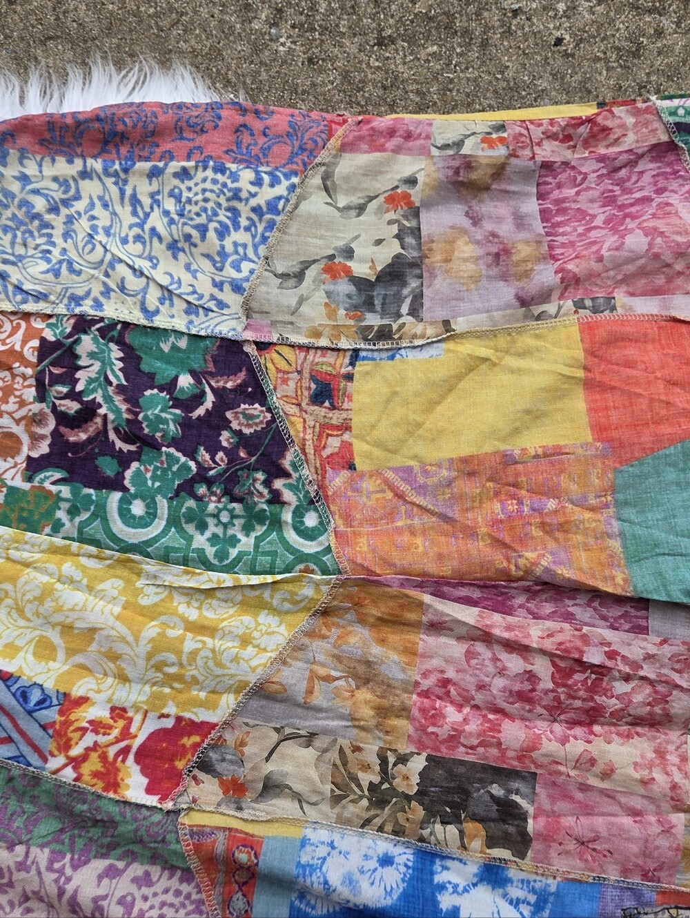 Yak & Yeti - Patchwork Multicolor Wide-Leg Jumpsuit Overalls - Size L/XL - Picture 9 of 16
